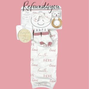 Toby - ‘Faith Hope Love bundle - Pink’ Baby blanket set. NWT. Firm! Last one!